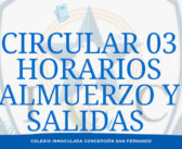 CIRCULAR N°3 HORARIOS ALMUERZOS Y SALIDAS